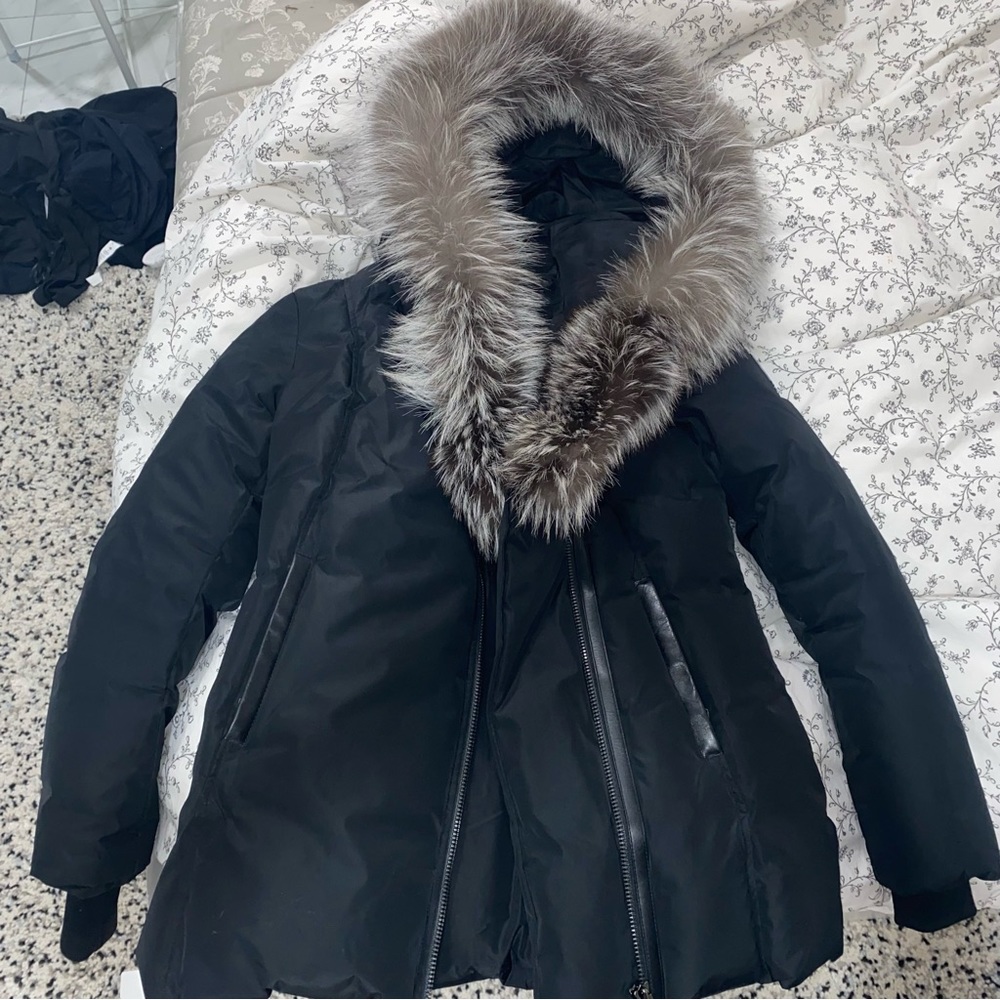 ADALI Down coat with silver fox fur Signature Mackage Collar